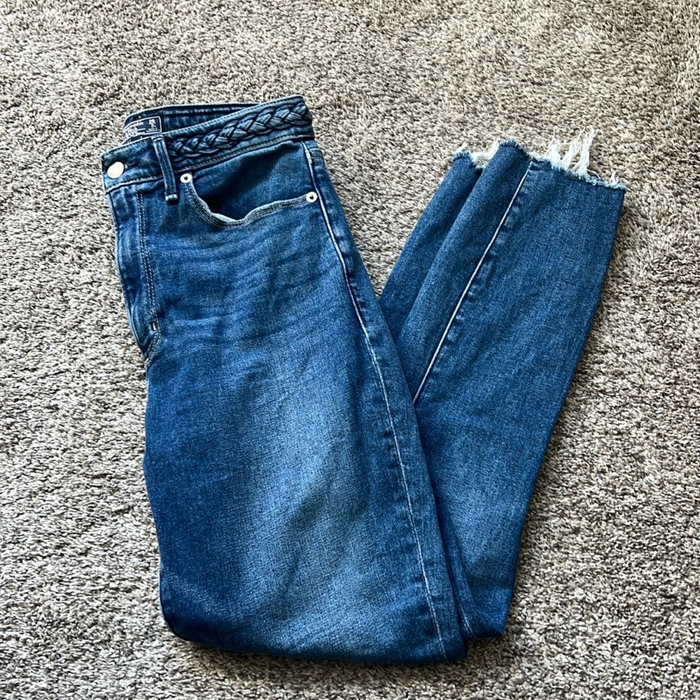 A&F Curve Love Super Skinny Ankle High Rise with Braided Waist